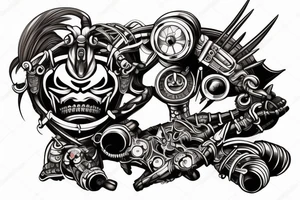 Motorcycle samurai tattoo idea