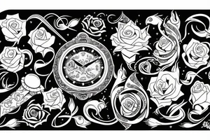 Sleeve Aquarius, time, rose, tattoo idea