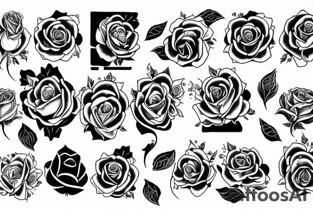 Sleeve Aquarius, time, rose, tattoo idea