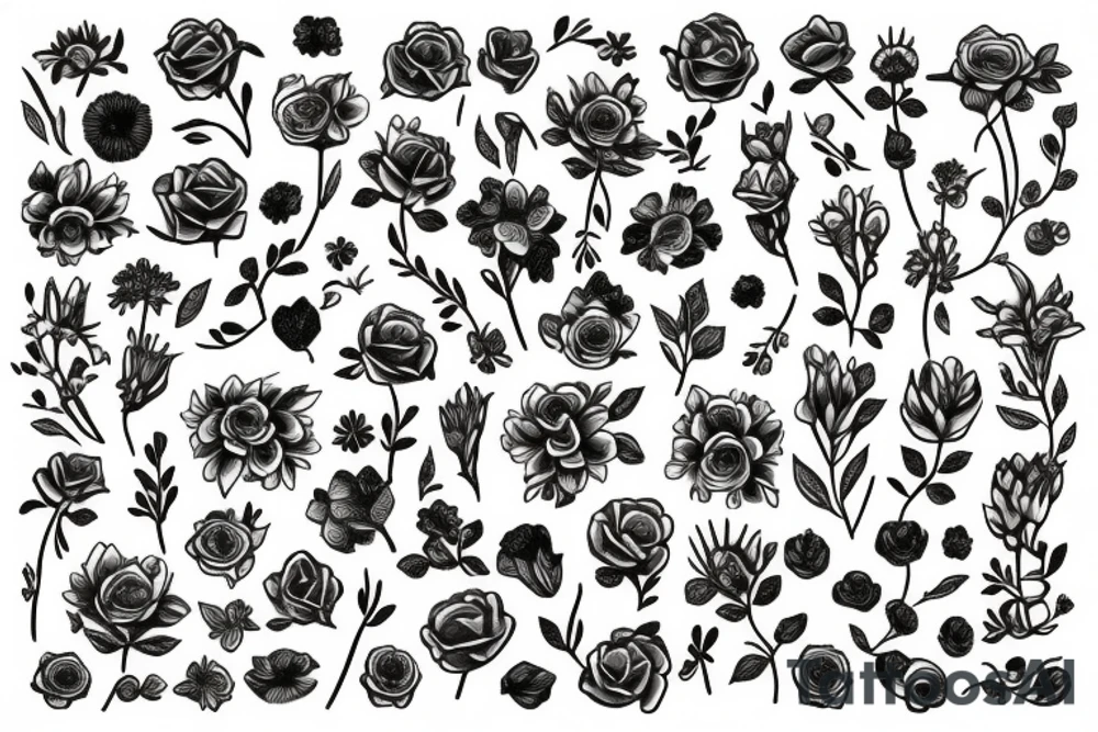 A bunch of flowers tattoo idea
