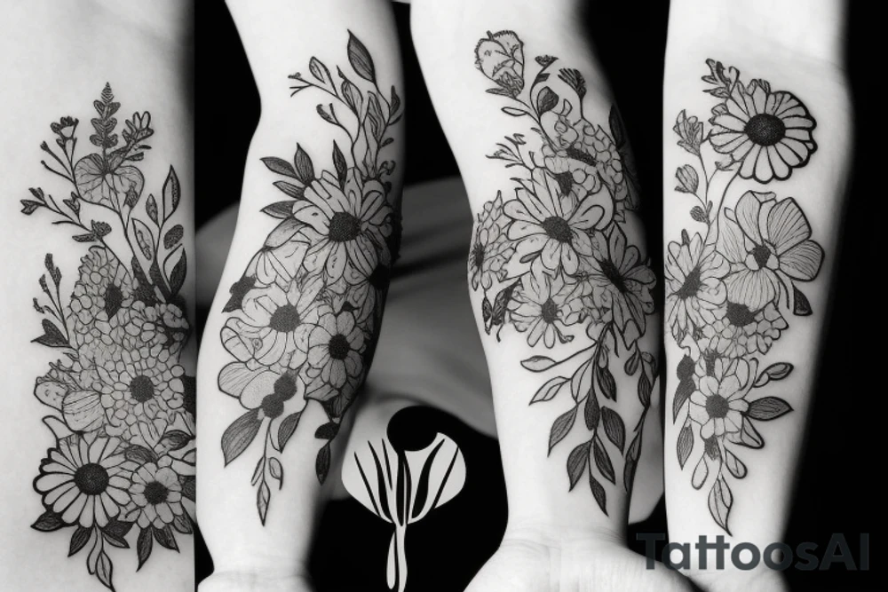 A bunch of flowers tattoo idea