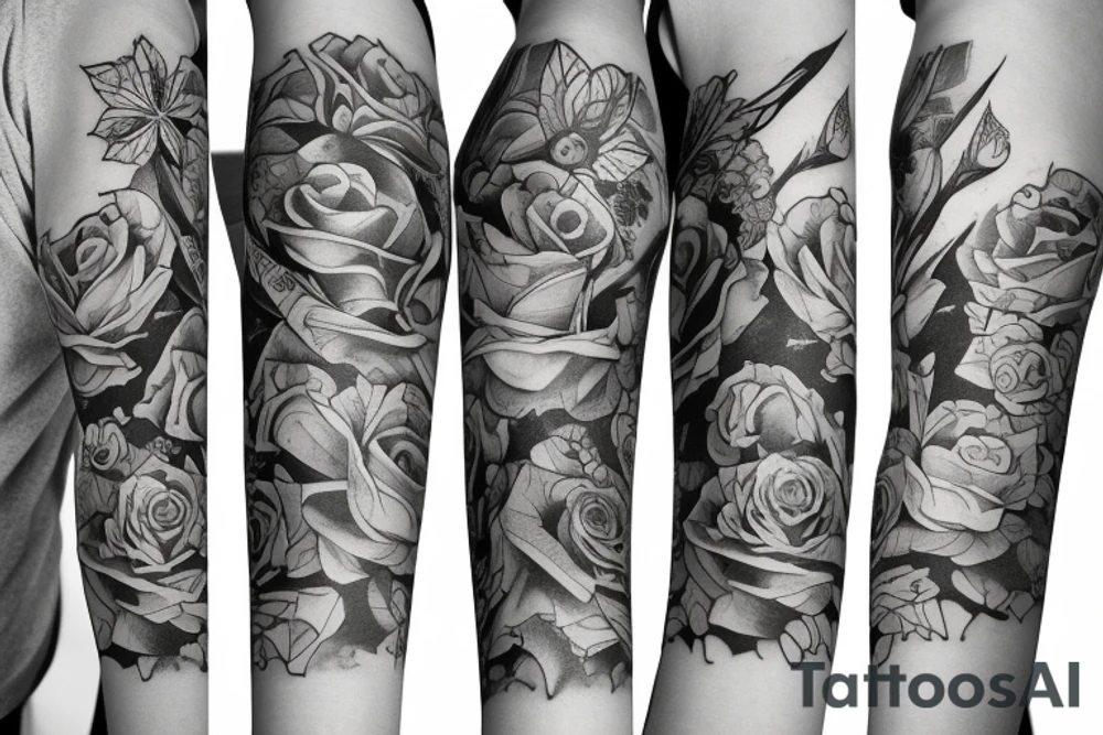 Sleeve Aquarius,rose, tattoo idea