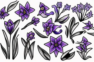 Daffodil, bluebell, lavender tattoo idea