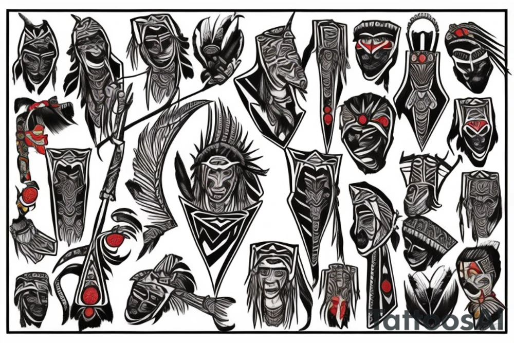 Perform a title with word "Team Chumash" and native american vibe tattoo idea