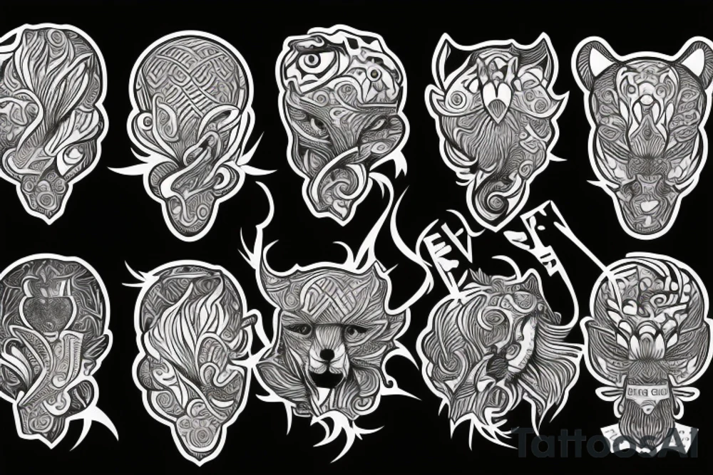 concept tattoo inspired, cheeath head, free bird, everyone toghter through knife tattoo idea