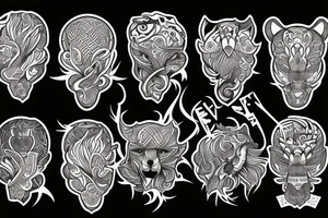 concept tattoo inspired, cheeath head, free bird, everyone toghter through knife tattoo idea