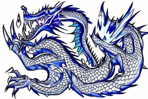 A dragon with blue fire in mouth with crystal skin tattoo idea