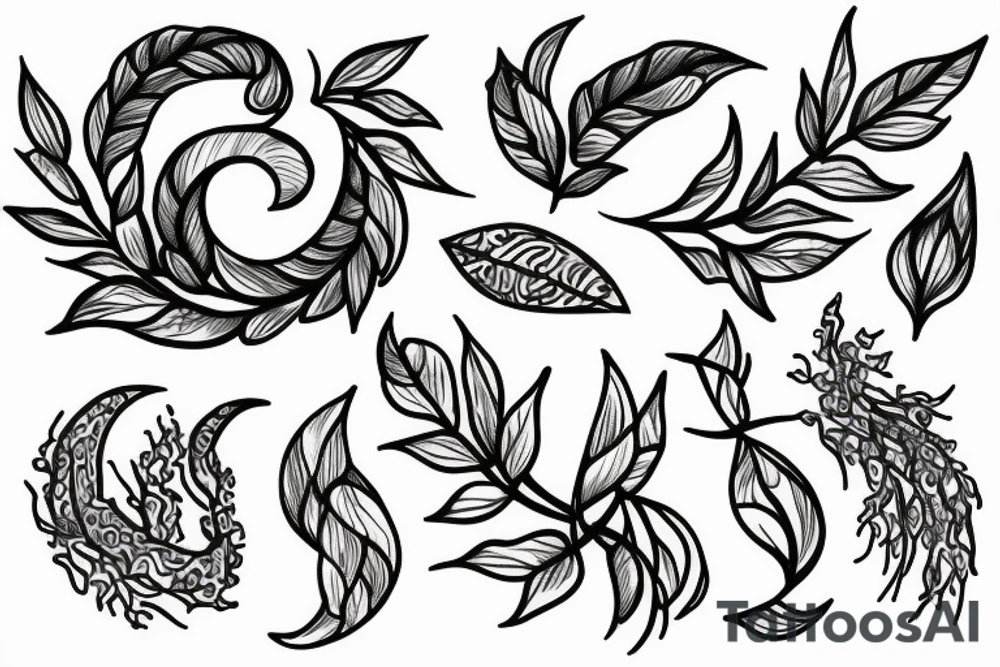 Olive branch with the half of moon tattoo idea