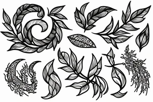 Olive branch with the half of moon tattoo idea