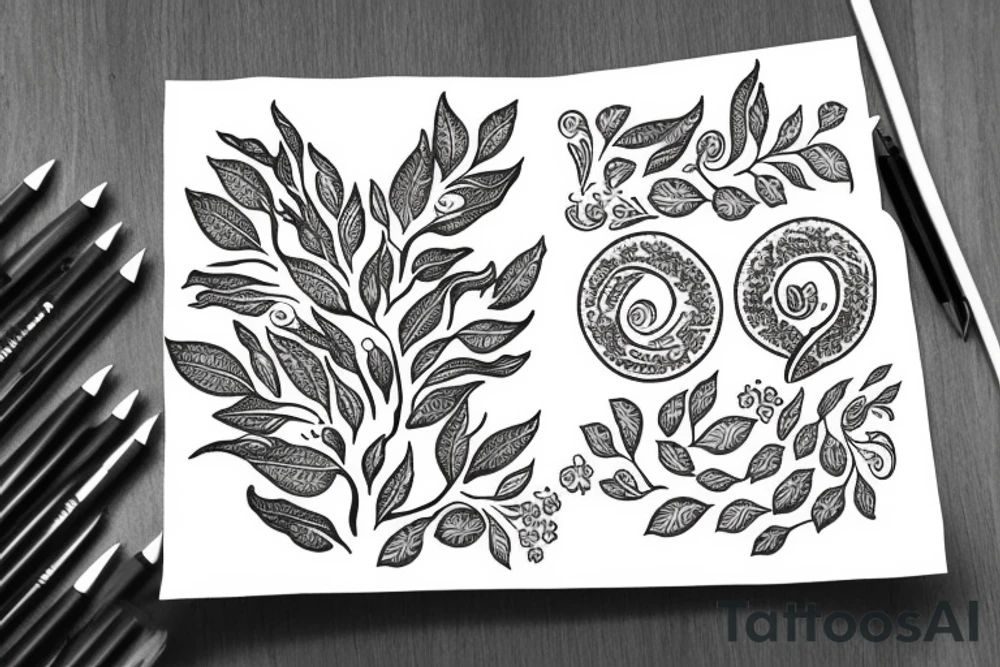 Olive branch with the half of moon tattoo idea