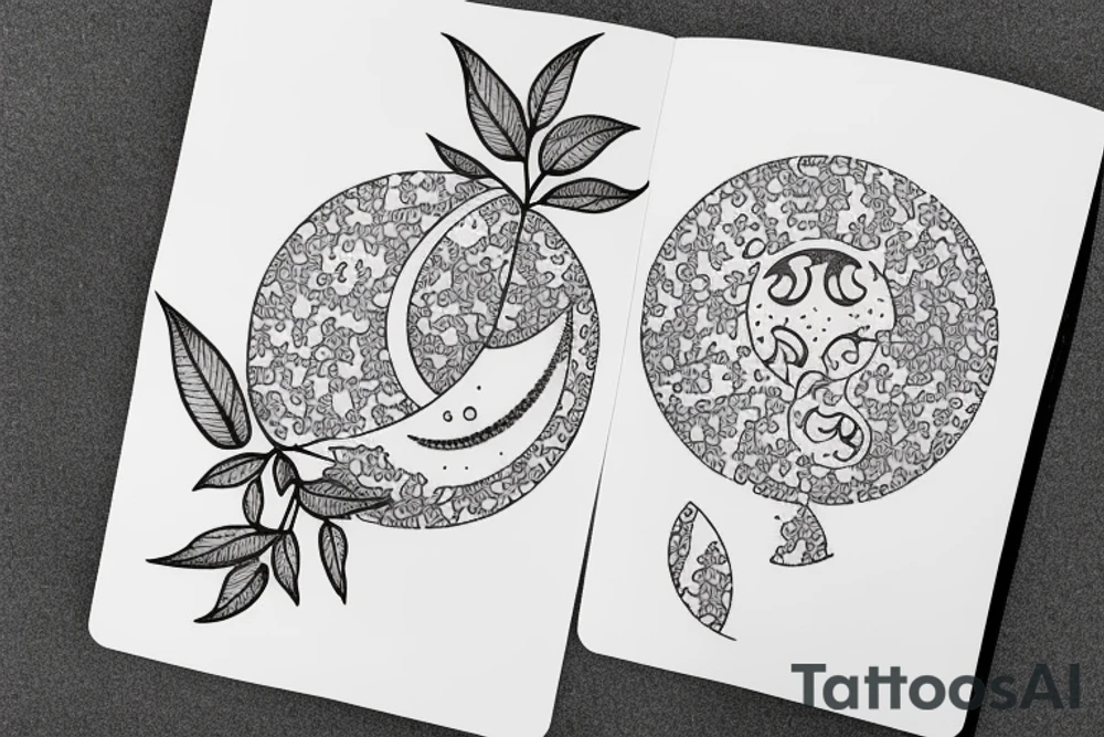 Olive branch with the half of moon tattoo idea