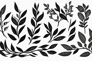 Olive branch, wide outlines and shadow inside tattoo idea