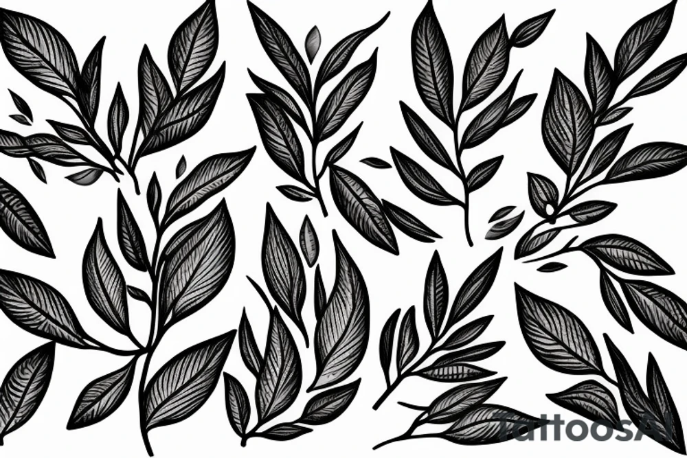 Olive branch, wide outlines and shadow inside tattoo idea