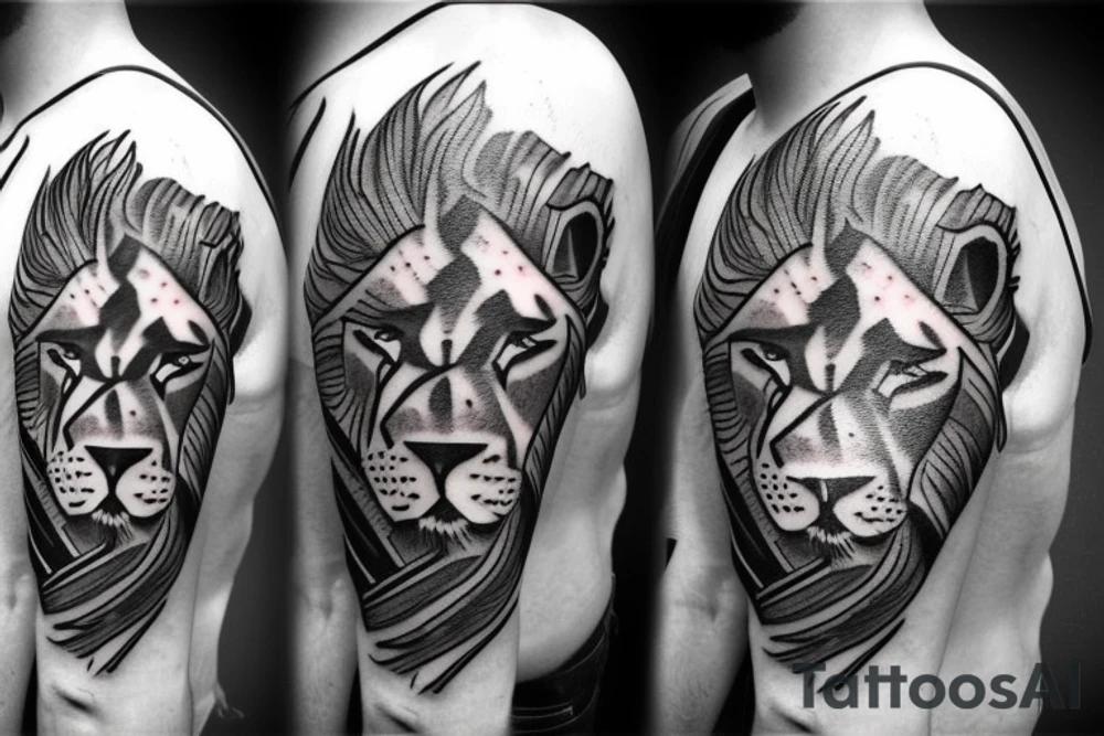 A male lion with a lightning bolt tattoo idea
