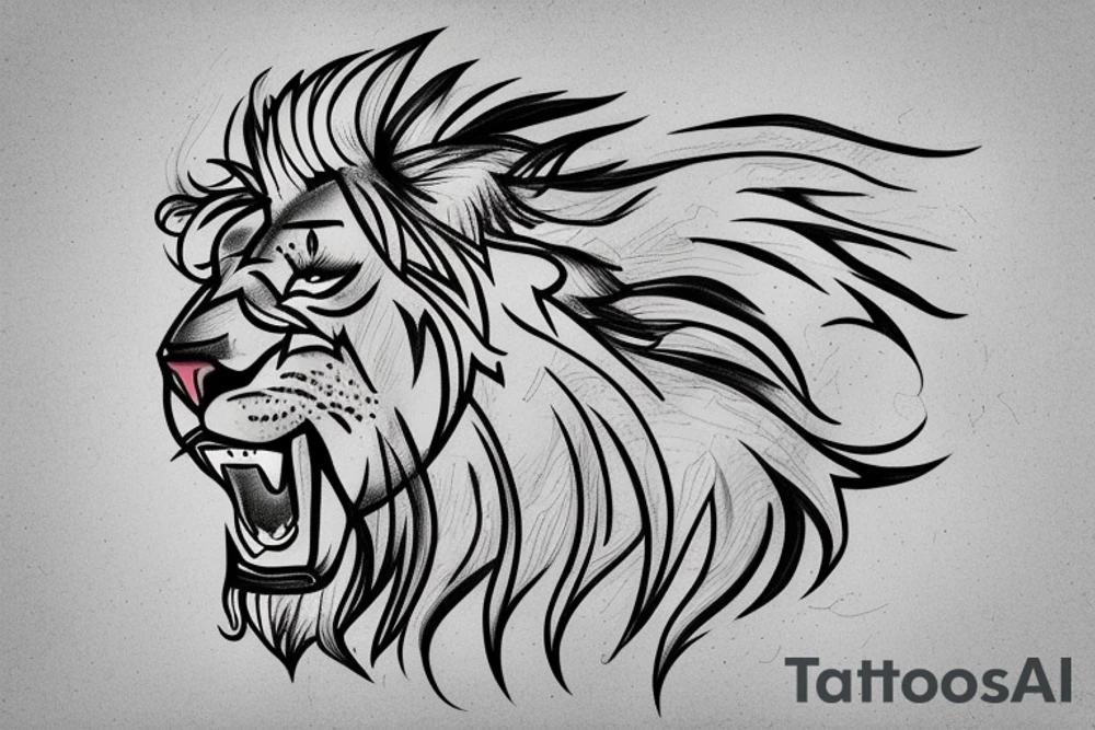 A male lion with a lightning bolt tattoo idea