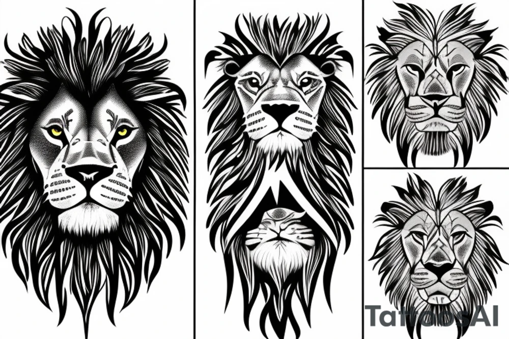 A male lion with a lightning bolt tattoo idea