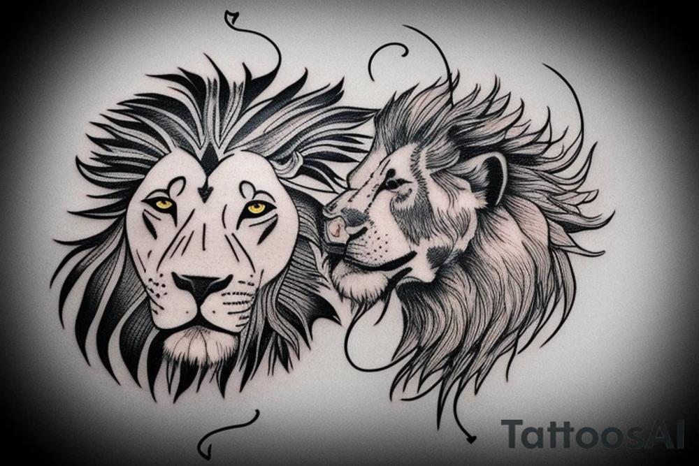 A male lion with a lightning bolt tattoo idea