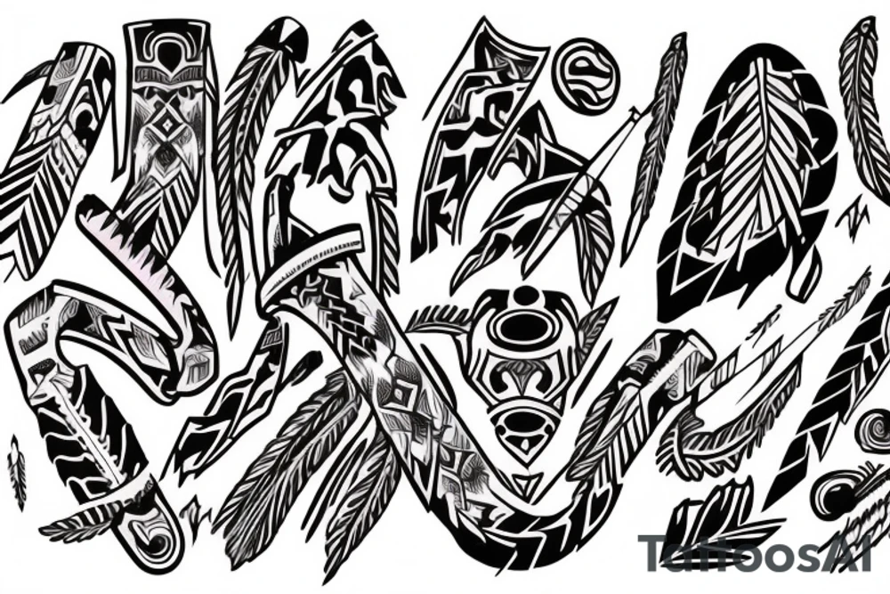 Perform a title with word "Team Chumash" and native american vibe tattoo idea