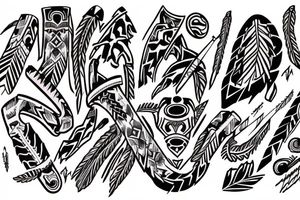Perform a title with word "Team Chumash" and native american vibe tattoo idea