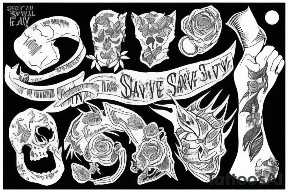 Struggling past and survival surrealism tattoo idea