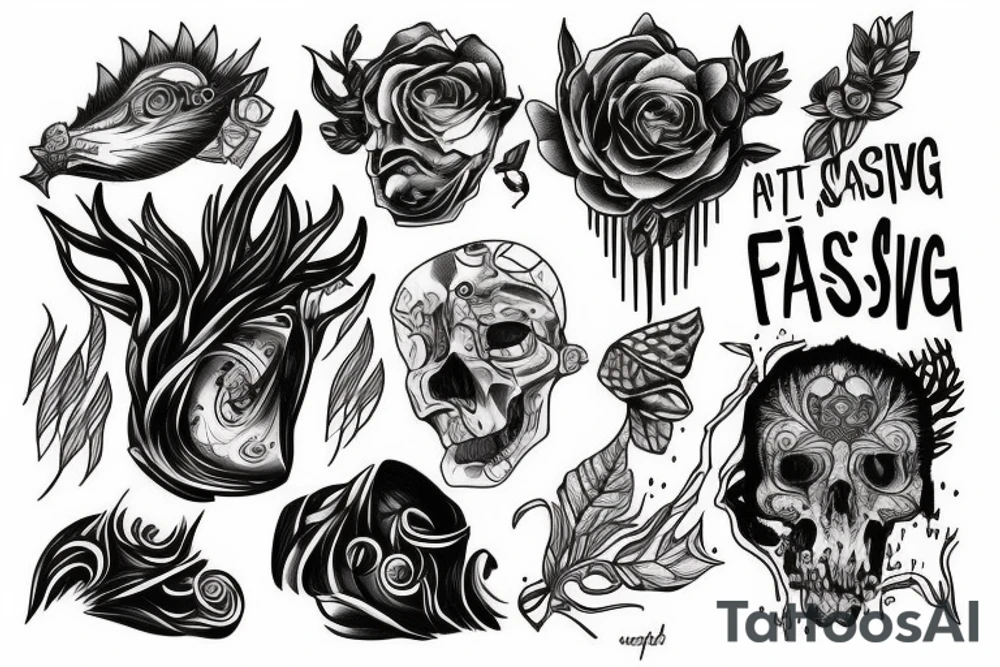 Struggling past and survival surrealism tattoo idea