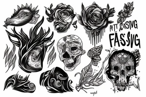 Struggling past and survival surrealism tattoo idea