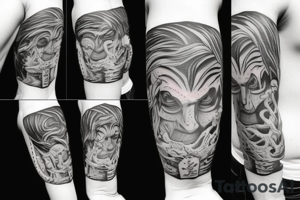 Struggling past and survival surrealism tattoo idea