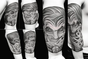 Struggling past and survival surrealism tattoo idea