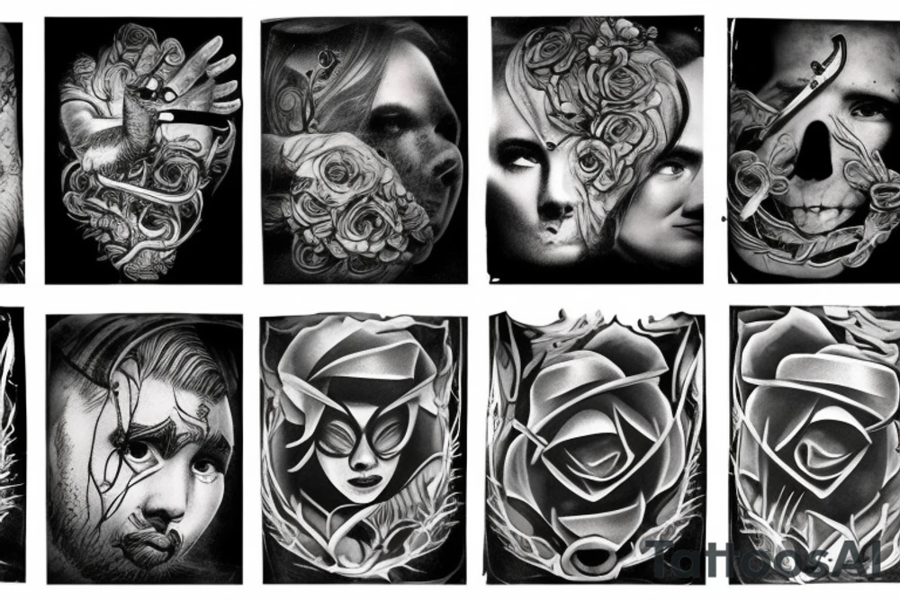 Struggling past and survival surrealism tattoo idea