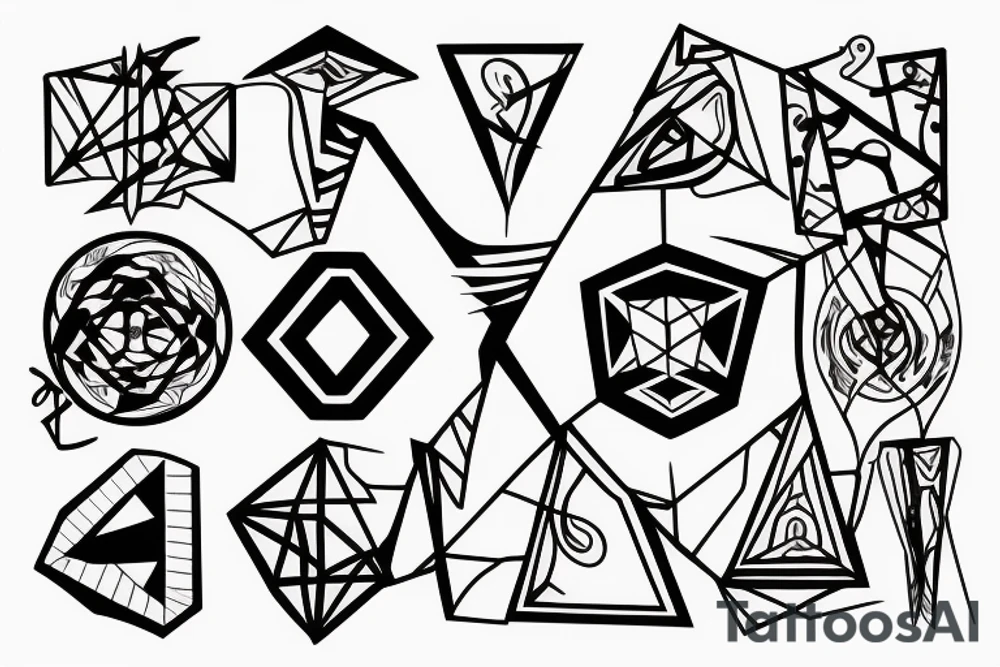 Struggling past and survival surrealism tattoo idea