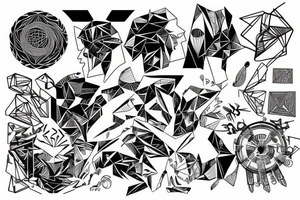 Struggling past and survival surrealism tattoo idea