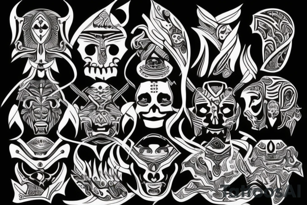 Struggling past and survival surrealism tattoo idea