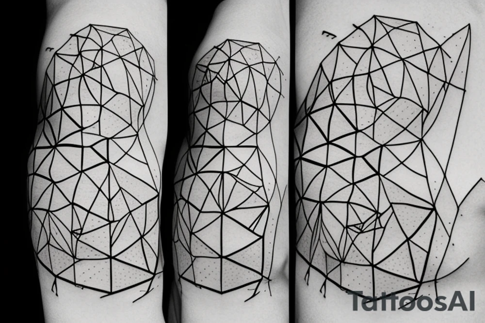 Mountains, climbing and snow, geometrical shapes in lineart tattoo idea