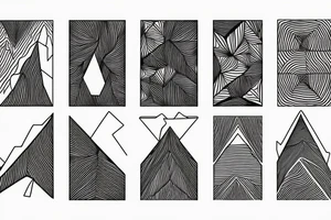 Mountains, climbing and snow, geometrical shapes in lineart tattoo idea