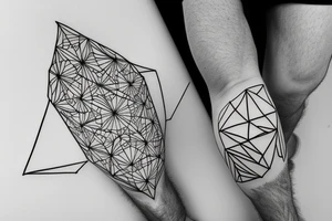 Mountains, climbing and snow, geometrical shapes in lineart tattoo idea