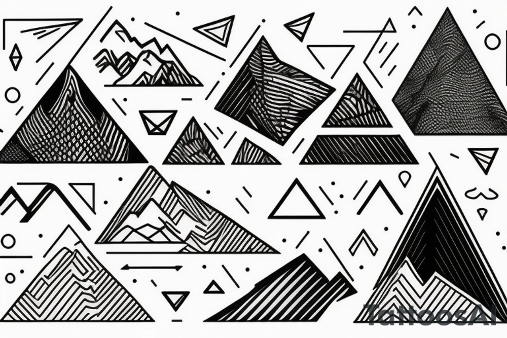 Mountains, climbing and snow, geometrical shapes tattoo idea