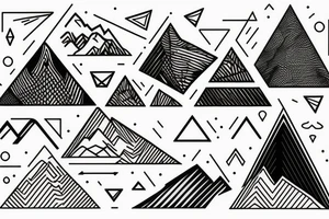 Mountains, climbing and snow, geometrical shapes tattoo idea