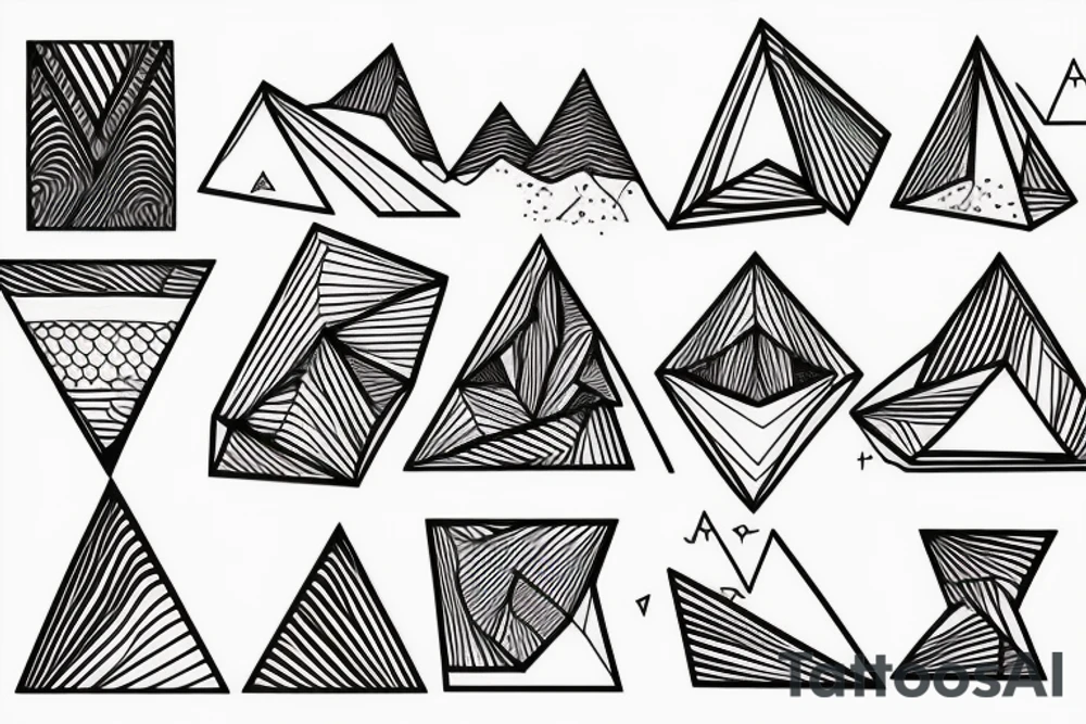Mountains, climbing and snow, geometrical shapes tattoo idea
