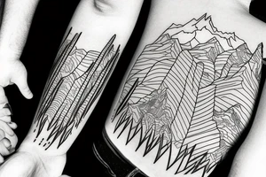 Mountains, climbing and snow, fine line tattoo idea