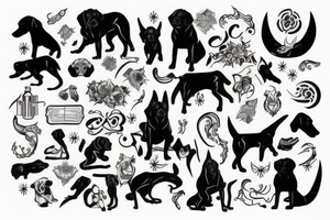 Black dog with god tattoo idea