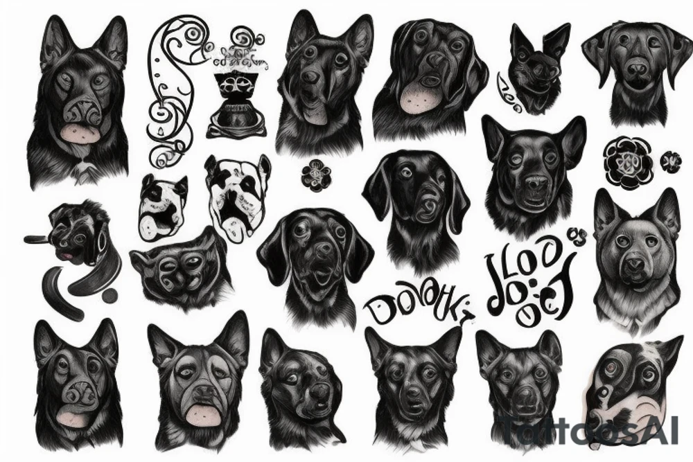 Black dog with god tattoo idea