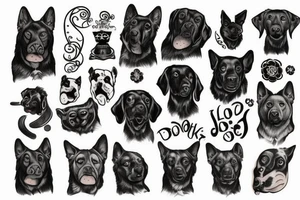 Black dog with god tattoo idea