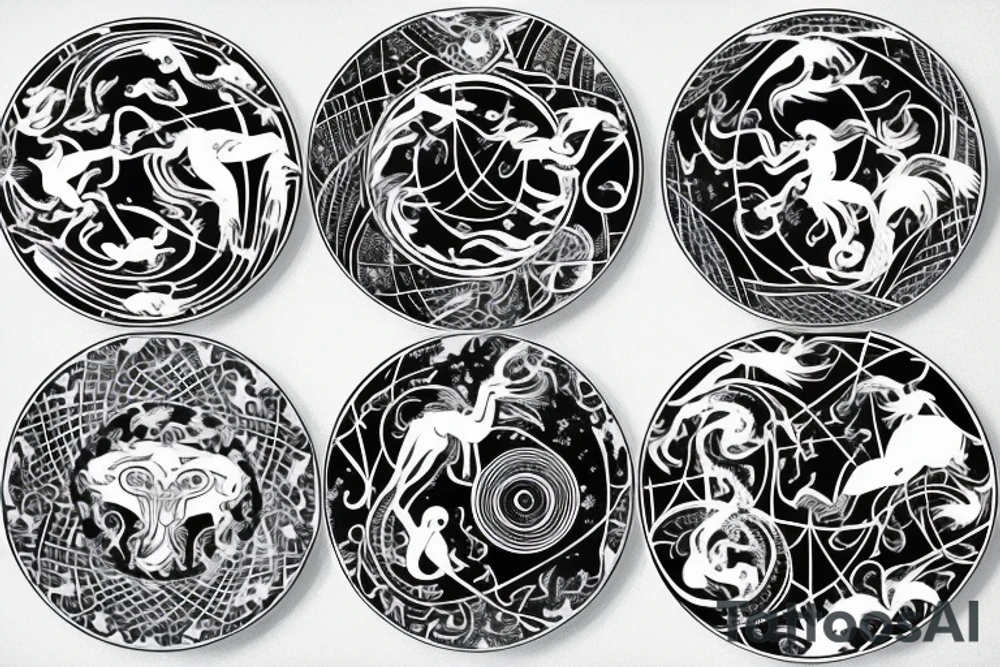 Kintsugi ceramic plate with aquarius zodiac sign in it tattoo idea