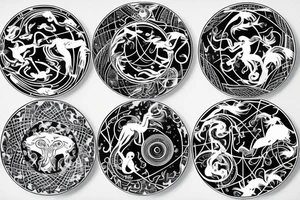 Kintsugi ceramic plate with aquarius zodiac sign in it tattoo idea