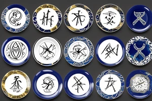 Kintsugi ceramic plate with aquarius zodiac sign in it tattoo idea