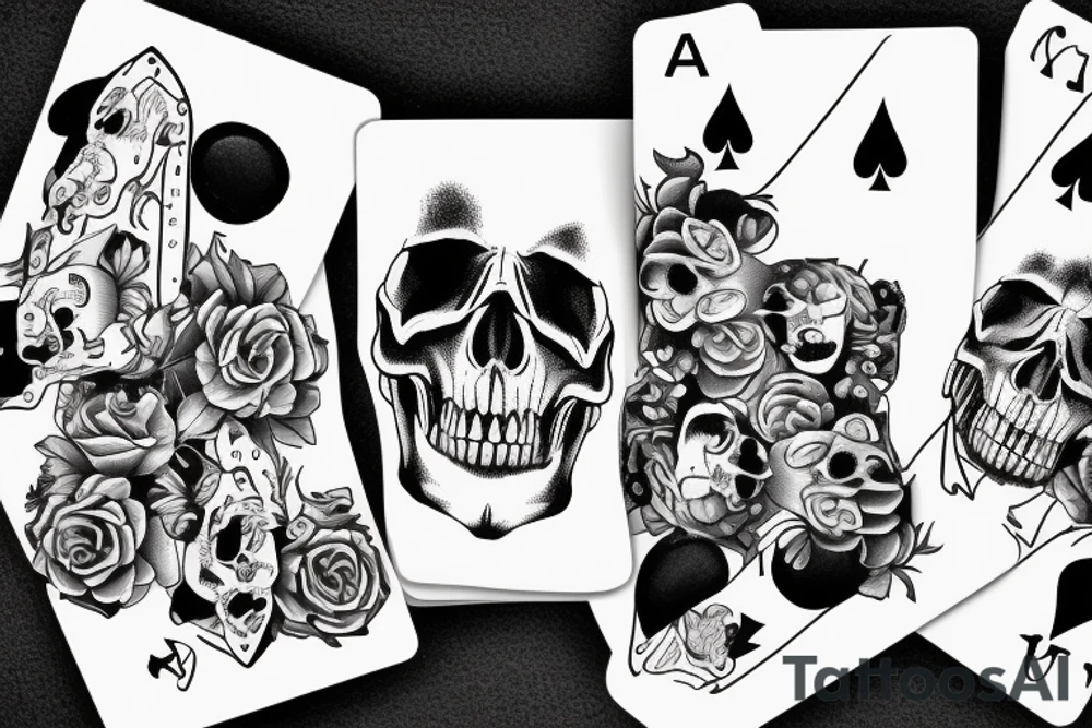 Ace cards with skulls tattoo idea