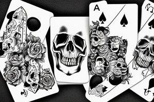 Ace cards with skulls tattoo idea