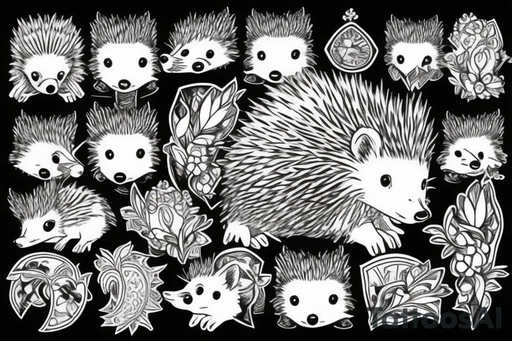 Hedgehog lined tattoo idea