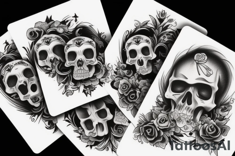 Ace cards with skull tattoo idea