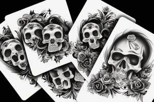 Ace cards with skull tattoo idea
